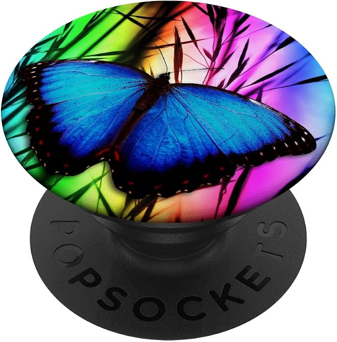 Butterfly Phone Grip Pop Out Holder Rainbow Butterfly Blue PopSockets Adhesive PopGrip