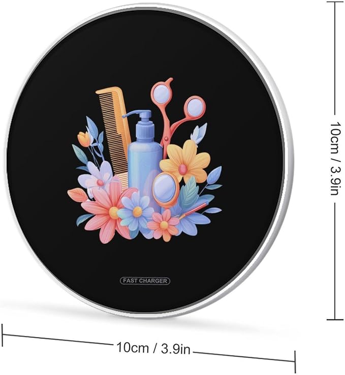 Hairstylist Hairdresser Flower Wireless Charger SlimWireless Charging Pad Anti-Slip Charger Mat for Men Women
