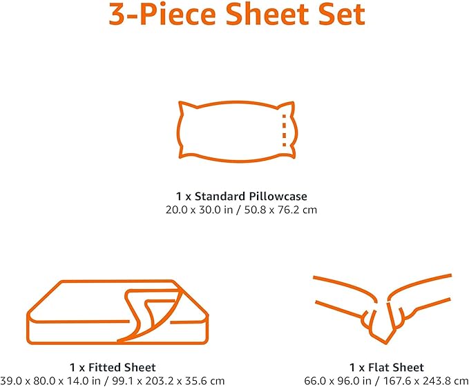 Amazon Basics Lightweight Super Soft Easy Care Comfortable Microfiber 3 Piece Bed Sheet Set With 14-inch Deep Pockets, Twin XL, Dark Gray, Solid