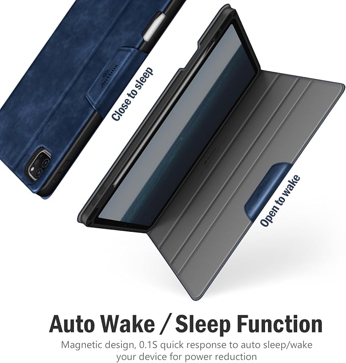 Antbox Case for iPad Pro 11 inch 4th/3rd/2nd/1st Generation Black | Vegan Leather with Pencil Holder Auto Sleep/Wake Function iPad Pro 11 Cover