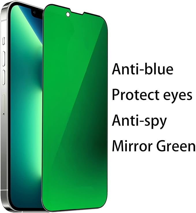 2 Pack Anti-Blue Privacy Tempered Glass Suit for iPhone 11 / iPhone XR Mirror Anti-Spy Screen Protector Anti-Peeping Film Electroplated 9H Hardness Anti-scratch 6.1 inch(Green)
