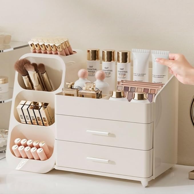 Makeup Organizer with Drawers,Large Capacity Countertop Organizer for Vanity,Bathroom and Bedroom Desk Cosmetics Organizer,Easy To Storage Skincare,Brushes, Eyeshadow, Lotions, Lipstick