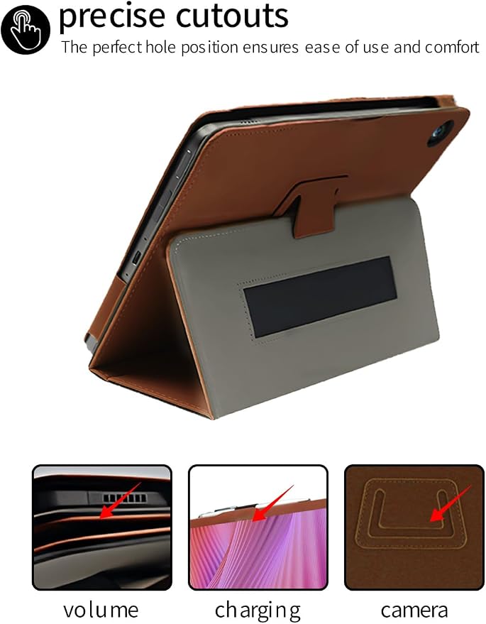 for Lenovo Tab One 8.7 Inch Android Tablet CaseBOVUGAC Folding Stand Protective Cover with Pencil Holder and Wrist StrapFull Protection Premium PUScratch Resistant(Black)