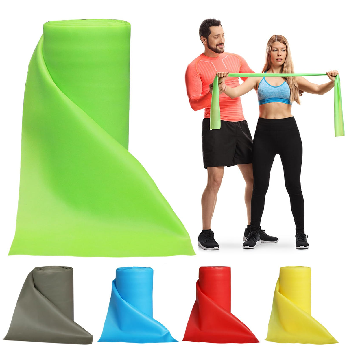 Resistance Bands Professional Bulk Rolls. Elastic Physical Therapy Band. Resistance Bands Elastic Exercise Bands for Recovery, Physical Therapy, Yoga, Pilates, Rehab,Fitness (Green - Medium)