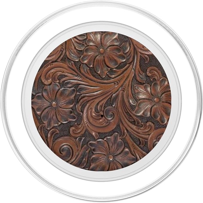 Western Brown Tooled Floral Print PopSockets Adhesive PopGrip
