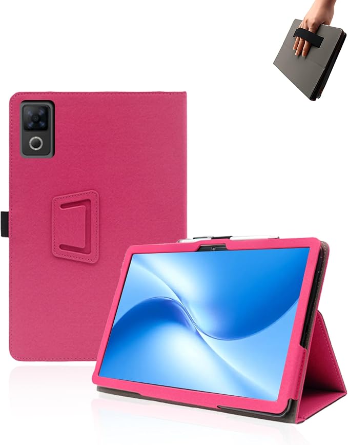 Case for DOOGEE U12 Tablet 12 inch Android 16 TabletsUYRUREL Leather Slim Folding Stand Cover with Hand Strap Magnet for Men Women Full ProtectionBlack.