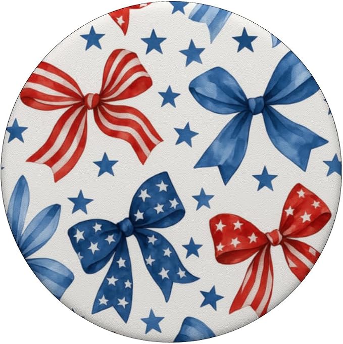 4th of July Red White Blue Bows and Stars PopSockets Adhesive PopGrip