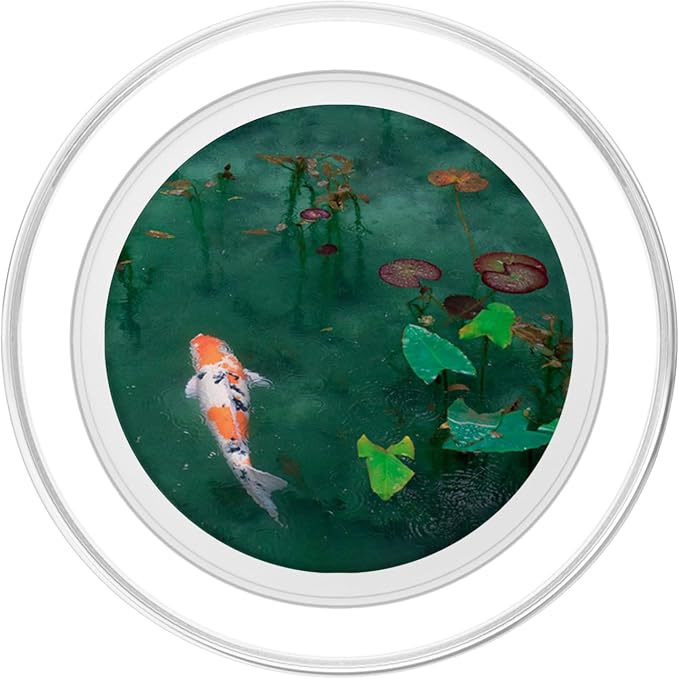 Emerald Green Majestic Zen Water Garden Japanese Koi Fish PopSockets Adhesive PopGrip