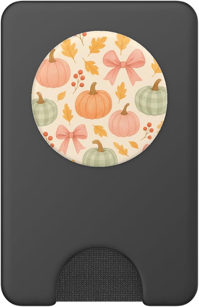 Autumn Flower Fall Pumpkin Bow Girl Women Fall Themed PopSockets Adhesive PopGrip