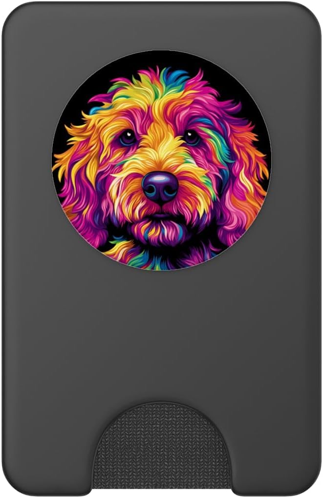 Colorful Goldendoodle Face Golden Doodle Dog Lover Black PopSockets PopGrip for MagSafe