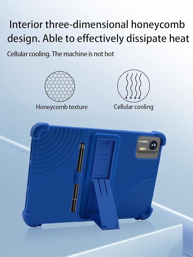 for Bvglcory X50 Android Tablet10.1 2.5K Ultra Clear Display Tablet Model CaseSoft Silicone Adjustable Stand Cover Lightweight Kids Friendlywith Capacitive PenBlue.