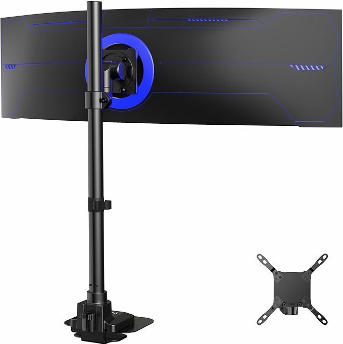 VIVO Single Ultra-Wide Monitor Desk Mount for up to 57 inch Ultrawide Screens, Extra Tall Heavy Duty Adjustable Stand Holds 59.4 lbs, Black, STAND-V157R
