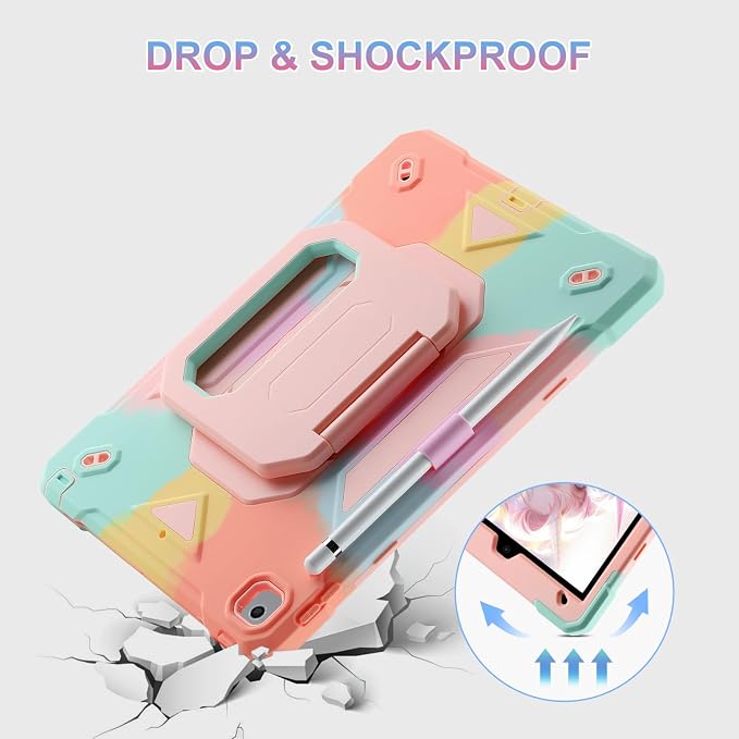 for iPad (A16) 11th Generation Case 11 Inch 2025/ iPad 10th Generation Case 10.9 Inch 2022 with 360 Rotating Grip Magic StandPencil Slot/Key Chain/Carrying Shoulder Strap Cover for iPad 10th Gen