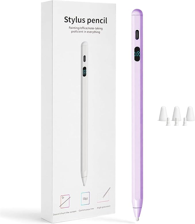 LED Battery Display Stylus Pen Dual Modes Fast Charge Universal Active Digital Pencil for iPad iPhone Samsung Android &lt2ms Low Latency Tilt Sensitivity for Drawing Note Taking No Bluetooth Styl