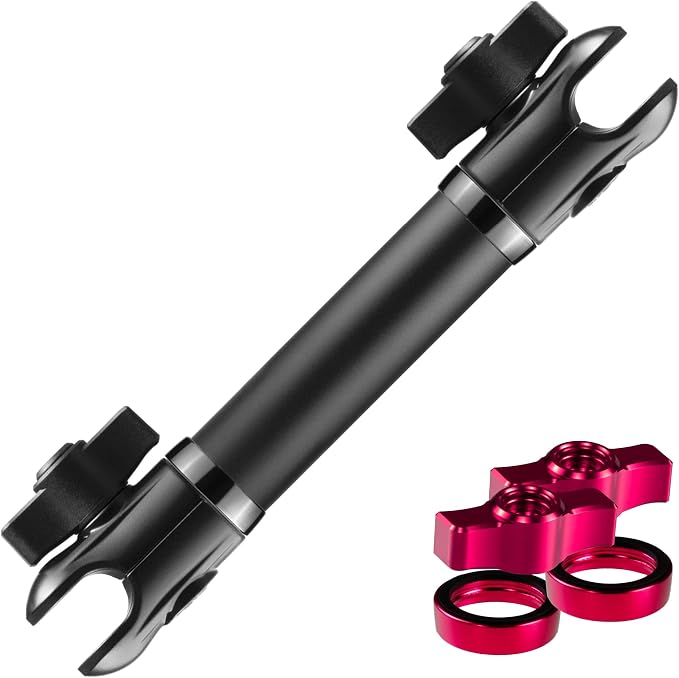 Tackform 10 Long 20mm Ball and Socket Arm DuraLock 20 Series Aluminum Tube Arm | Dual 20mm Sockets and Optional Anti-Theft Knobs | Black