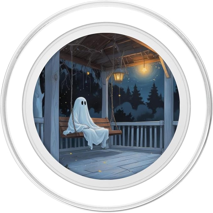 Ghost Sitting on Porch Swing at Night PopSockets Adhesive PopGrip