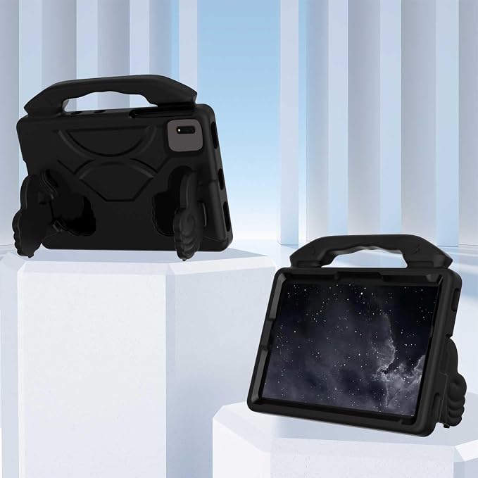 For Samsung Galaxy S11/S10/S9/S9FE/S8/S7 11 EVA Material Light Weight Shockproof Rugged Heavy Duty Thumb Kickstand Tablet Case For Lenovo M11/TAB Idea/Xiaoxin Pad Xiaomi PDA HONOR PAD X8a/X8b (black)