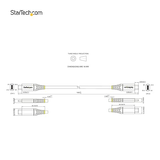 StarTech 3.3ft (1m) USB-C Cable 10Gbps 100W (5A) PD 8K 60Hz / 4K 144Hz USB-IF Certified Thunderbolt Compatible