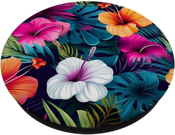 Watercolor Hibiscus Pattern Hawaii Flower Tropical Floral PopSockets PopGrip for MagSafe