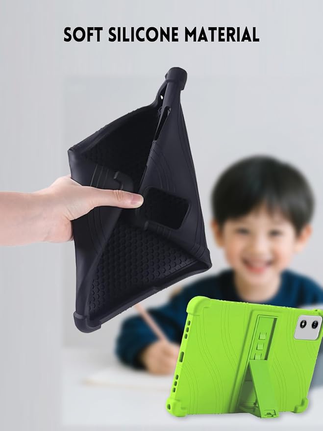 10 Case for SVITOO Tab 10/P10/PL001 Android 15 Tablet (Black) | Soft Silicone Kids Friendly Protective Cover with Adjustable Stand Drop-Proof