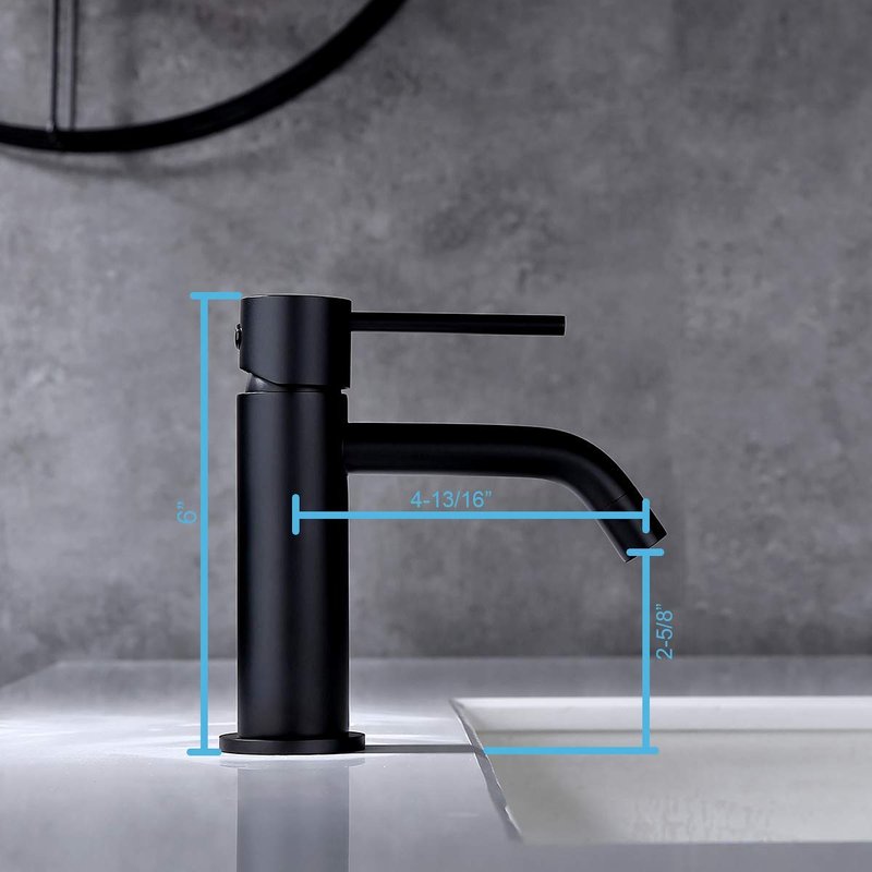 Single Hole Matte Black Bathroom Faucet with Pop Up Drain Assembly and Faucet Supply Hose, JXMMP Single Handle Lavatory Faucets for Sink, Black Sink Faucet Bathroom