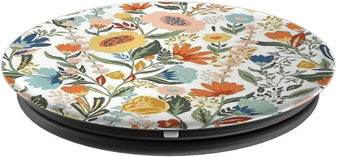 Cute Floral Teal Hibiscus Pattern On White Pop Mount Socket PopSockets Adhesive PopGrip