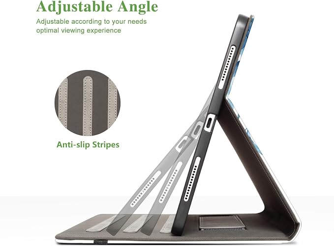 Vimorco for iPad 9th/8th/7th Generation Case 10.2-inch Pencil Holder/Pocket | for iPad Air 3rd Generation Case 10.5-inch for iPad Pro 10.5 Inch Cases Hand Strap Adjustable Angle Beach Path Scenery