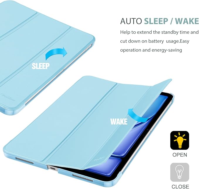 ProCase Smart Case for iPad Air 11-inch M4/M3/M2 &amp Air 10.9 5th/4th Gen | Hard Back Cover with Auto Sleep/Wake Slim Lightweight Case for iPad Air 11 2026/25/24 &amp 10.9 2022/2020-Aqua