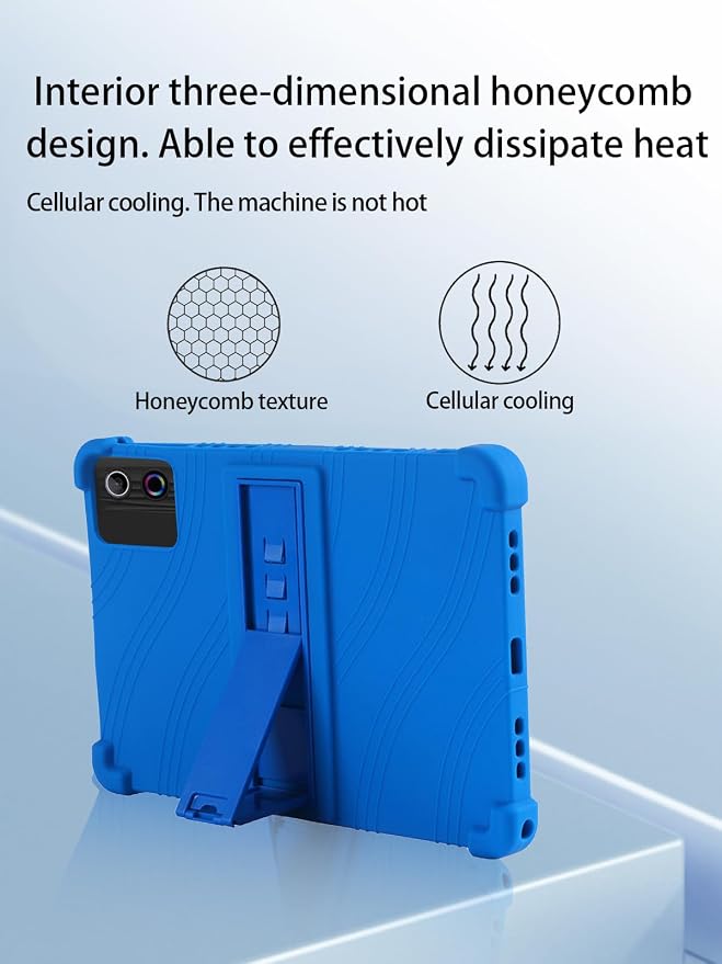 for Gleeso A10L Android 15 Tablet10 2.5K Ultra Clear Display Tablet Model CaseUYRUREL Soft Silicone Adjustable Stand Cover Lightweight Kids FriendlyBlue.