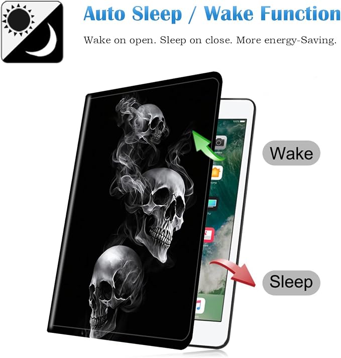 for Samsung Galaxy Tab A8 10.5 2022 Slim Case with Adjustable Stand Cover with Auto Wake/Sleep Smart Cover for Samsung Galaxy A8 10.5 Inch（SM-X200/X205/X207）- Black and White Skull Head Tree