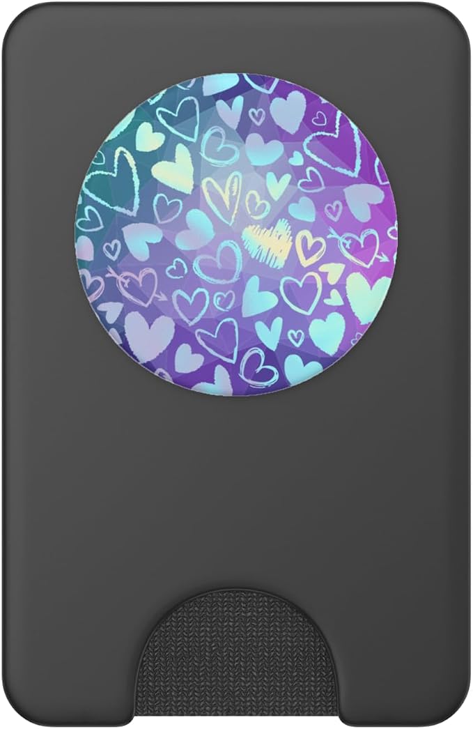 Rainbow Modern Hearts Teal Purple Polygon PopSockets Adhesive PopGrip
