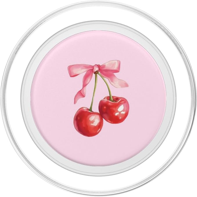 Pink Bow Aesthetic Cute Cherry PopSockets PopGrip for MagSafe