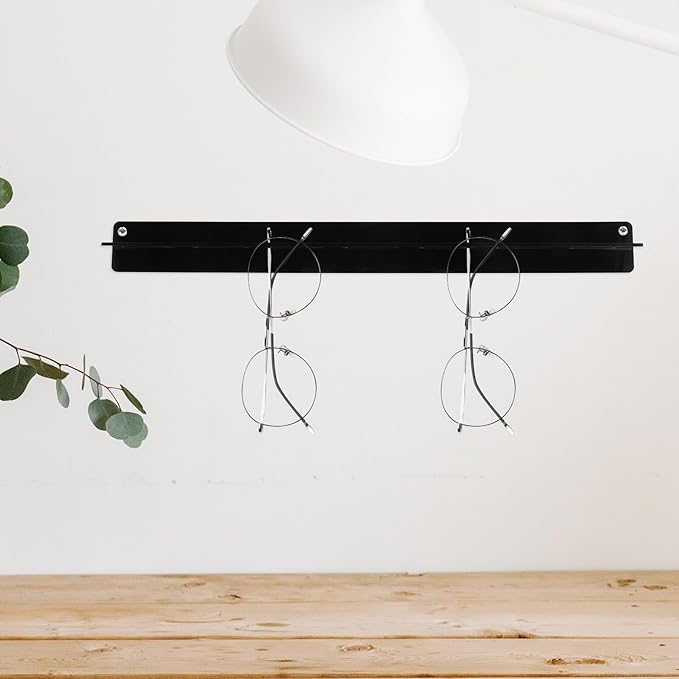 Uonlytech Wall-Mounted Sunglasses Organizer Acrylic Display Rack for Eyewear Storage Holder Black Hanging Sunglass Stand for Home Entryway and Closet