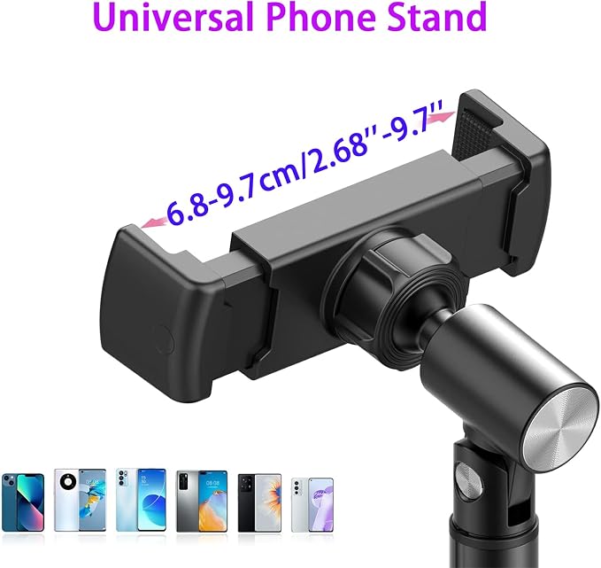 Phone Stand for Desk Angle Height Adjustable Phone Holder for Desk Universal iPhone Holder Retractable Cell Phone Stand Recording