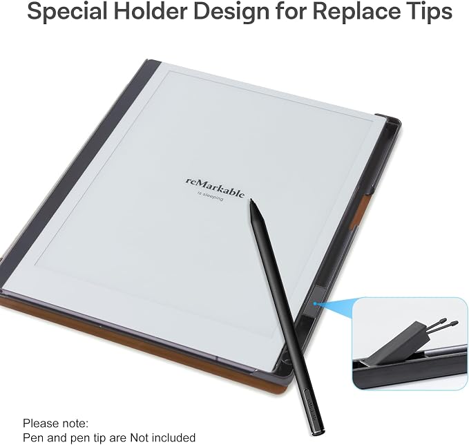 CoBak Stand Case for Remarkable 2 Paper Tablet 2020 10.3 with Hand Strap | Lightweight and Hard Back Shell Protective Book Folio Cover with 2 Kickstand Stand Angles and Pen Holder Features Black
