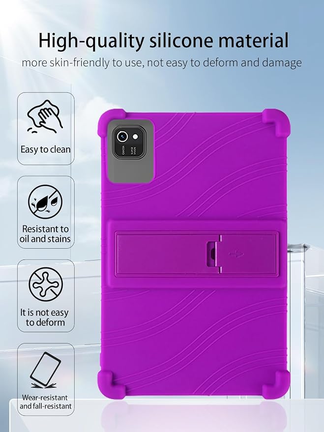 for kelankeke K10 Android 10-Inch TabletUYRUREL Skin-Friendly Soft Silicone Protective CaseFull Protection Against Drops and Scratcheswith Adjustable Viewing StandBlack.