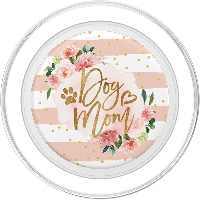 Dog Mom Pink Floral Cute Paw Print Mother's Day Gift PopSockets PopGrip: Swappable Grip for Phones &amp Tablets PopSockets Adhesive PopGrip