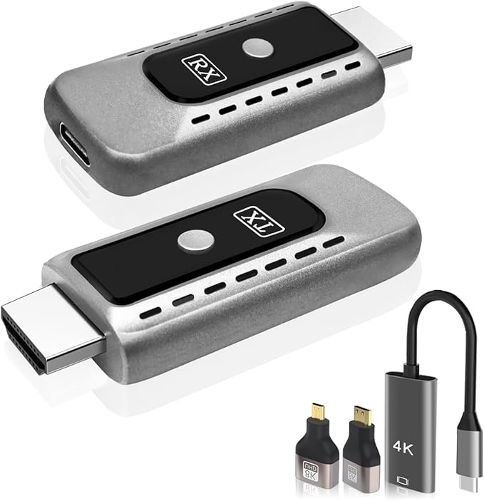 SUNMEG Wireless HDMI Transmitter and Receiver 4K Decode 1080P Output Plug & Play 2.4G/5G Wireless HDMI Extender Kit Portable for Streaming Video and Audio to Monitor from Laptop/PC/Projector