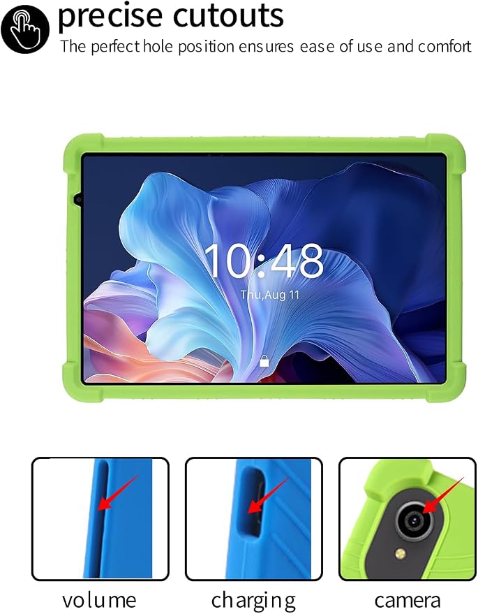 for ApoloSign EP103A 10.1 Tablet CaseBOVUGAC Soft Silicone Case Adjustable Stand Shockproof Kids Friendly (Black)