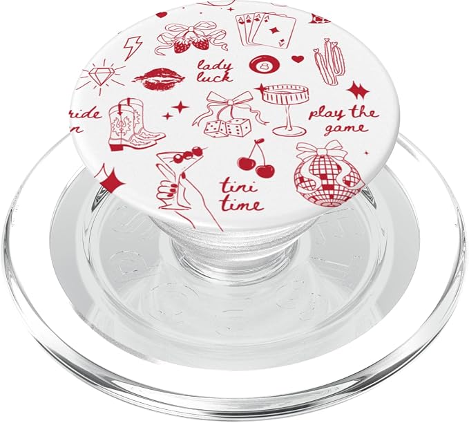 Coquette Doodles Western Lucky Cowgirl Cowboy in Red PopSockets PopGrip for MagSafe
