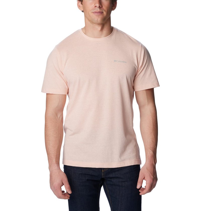 Columbia Men's Thistletown Hills Short Sleeve, Peach Blossom Heather, X-Large