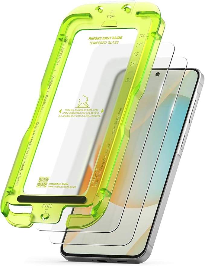 Ringke for Samsung Galaxy A35 5G Screen Protector [Easy Slide 2 Pack] | Easy Installation with Alignment Tool Case Friendly Premium 9H Hardness Tempered Glass