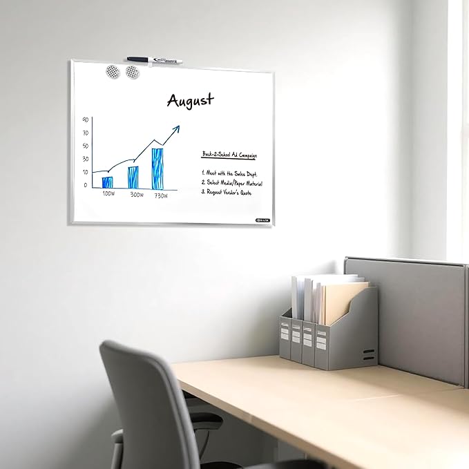 BAZIC Products Magnetic Dry Erase Board Aluminium Frame 16"x20", Whiteboard, Dry Erase Marker, Magnet, for Teacher Office Home, 2-Pack