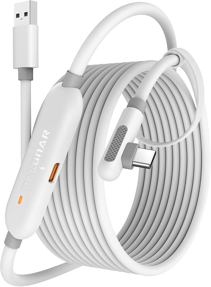 Maxonar [Next-Gen Chip VR Charging Link Cable 16FT Compatible with Meta 3S/3/Oculus 2/Pico 4 Accessories and PC/SteamVR Awesome Gift-5Gbps USB 3.0 to USB C Cable-Black
