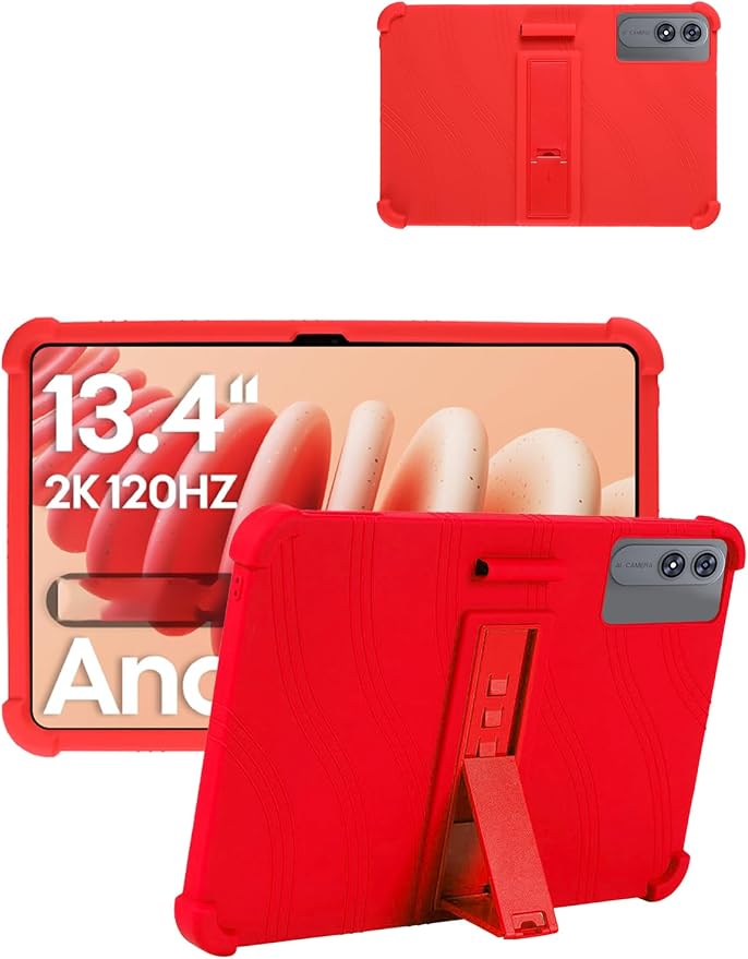 for TABWEE T60 Pro (13.4 Inch) Android 16 Tablet Protective case Shockproof Lightweight Silicone Protective Cover with Stand Child-Friendly Protection Easy to Clean Design Black.