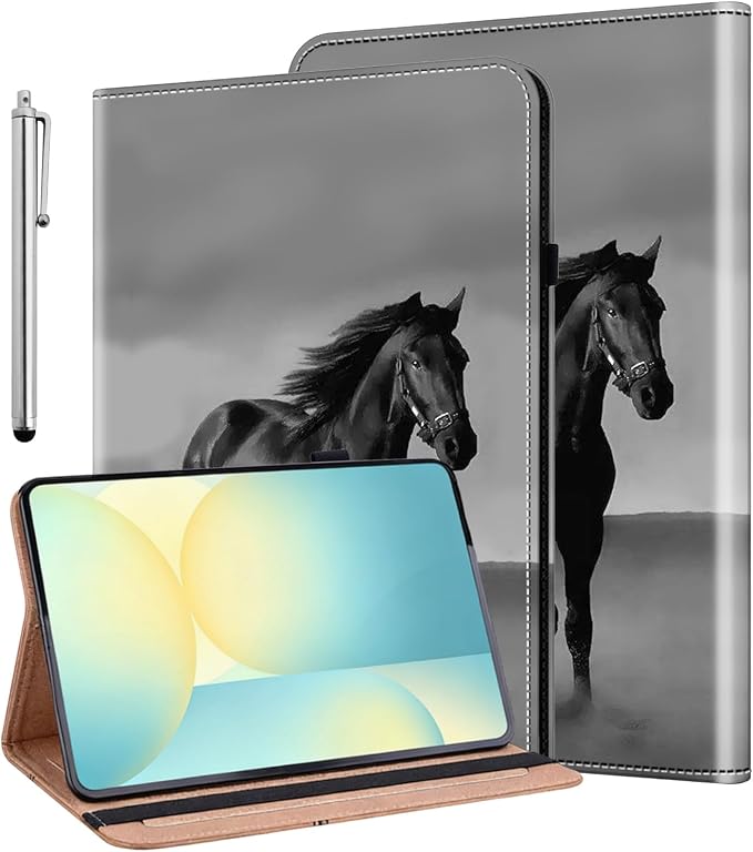 ALILANG Case for Google Pixel Tablet 11 Inch 2023 with Stylus Folio Book Style Shockproof Folding Stand Cover for Google Pixel Tablet Case -Black Horse