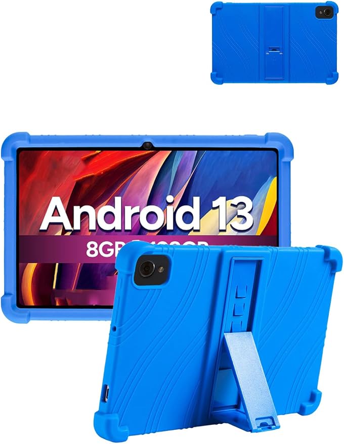for Fusion5 F202 (10.1 Inch) Android 13 Tablet Protective case ZBAGUG Shockproof Lightweight Silicone Protective Cover with Stand Child-Friendly Protection Easy to Clean Design Blue.
