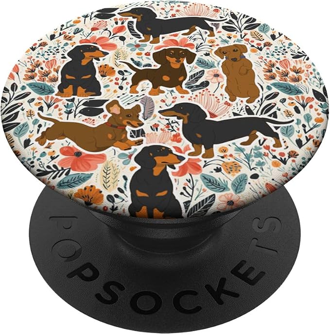 Aesthetic Floral Cute Dachshund Wiener Dog Lovers Pattern PopSockets PopGrip for MagSafe