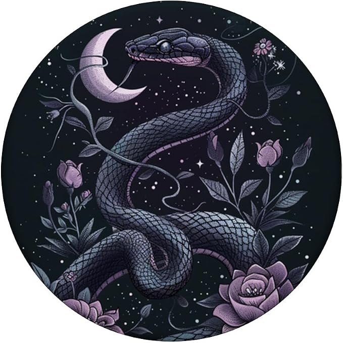 Vintage Snake Purple Flower Witchy Moon Phases PopSockets PopWallet for MagSafe