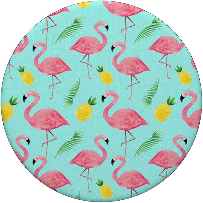 Tropical Summer Flamingo &amp Pineapple Pattern PopSockets Adhesive PopGrip